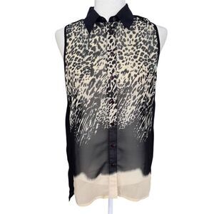 RD Style Sleeveless Animal Print Sheer Top Size Medium